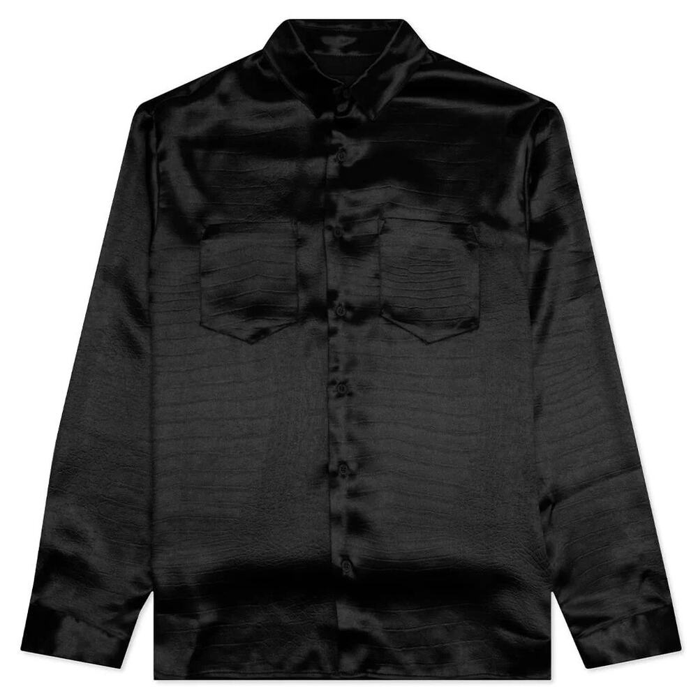 RtA Malcolm Button Up Black Embossed Crocodile Size Mens Medium